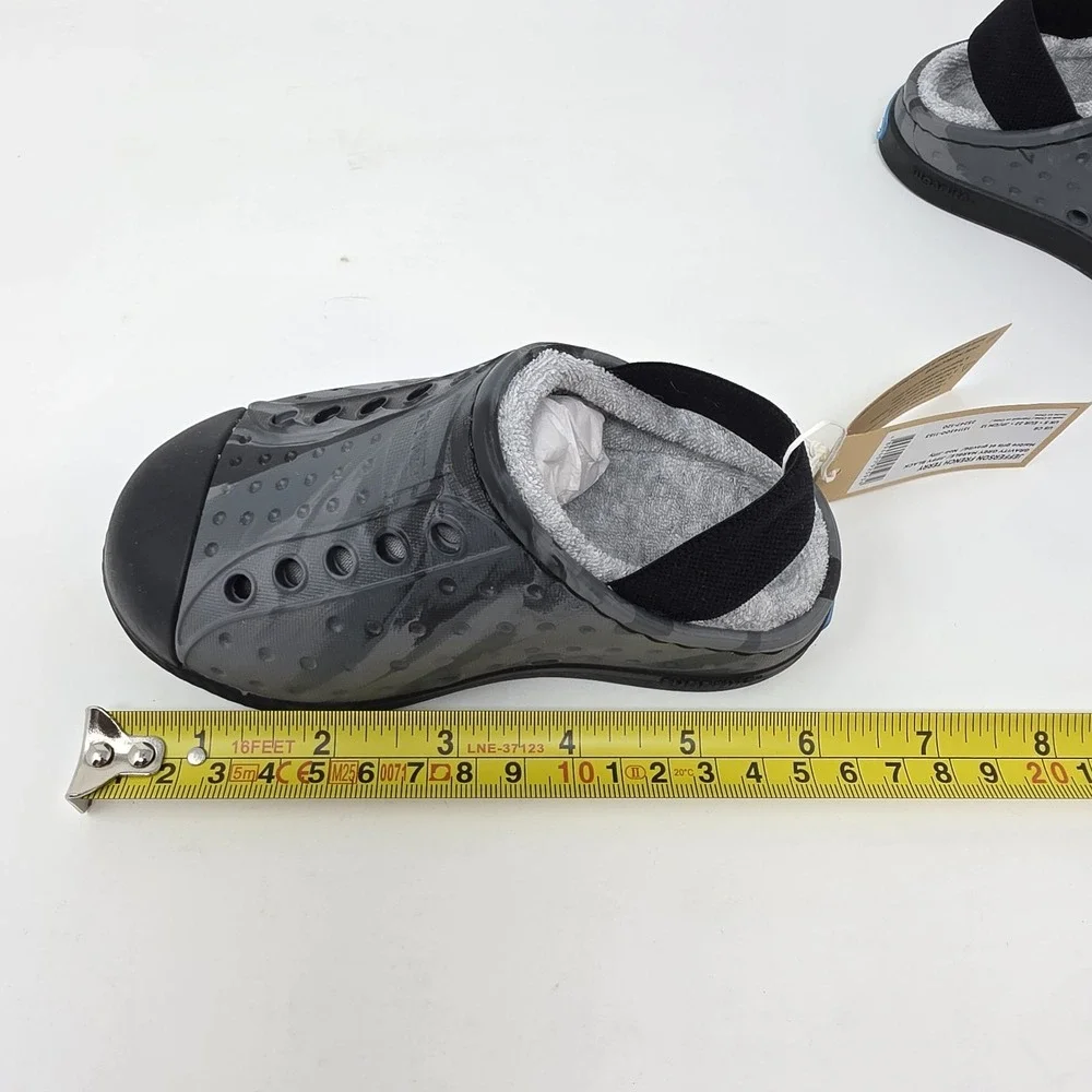 New! Native Jefferson French Terry Toddler Slip On Shoes Grey Black US C6